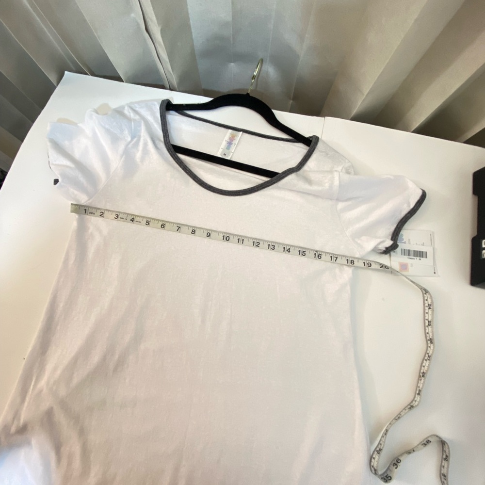 Women's Lularoe white and Black Trim T-Shirt - Picture 5 of 6